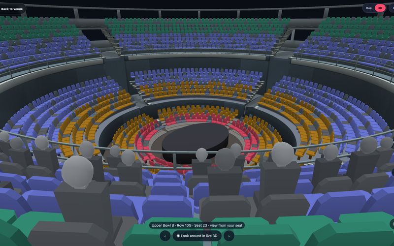 The live 3D view from a seat in the Arena Bowl, before the venue loads