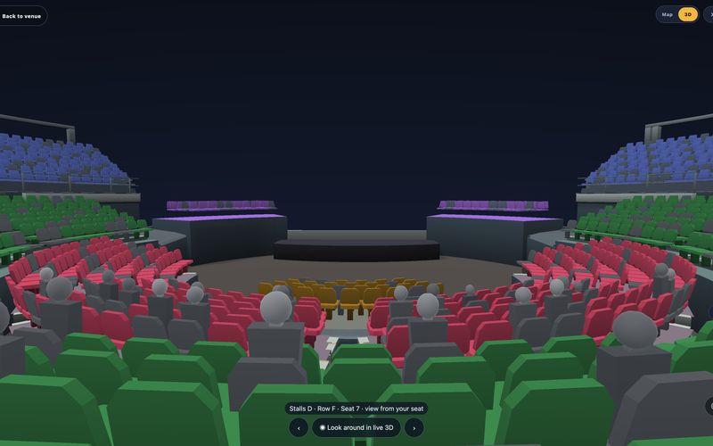 The live 3D view from a seat in the Grand Theatre, before the venue loads