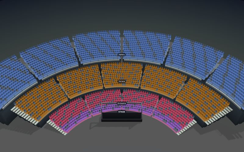 Open-Air Amphitheatre seating chart template in 3D