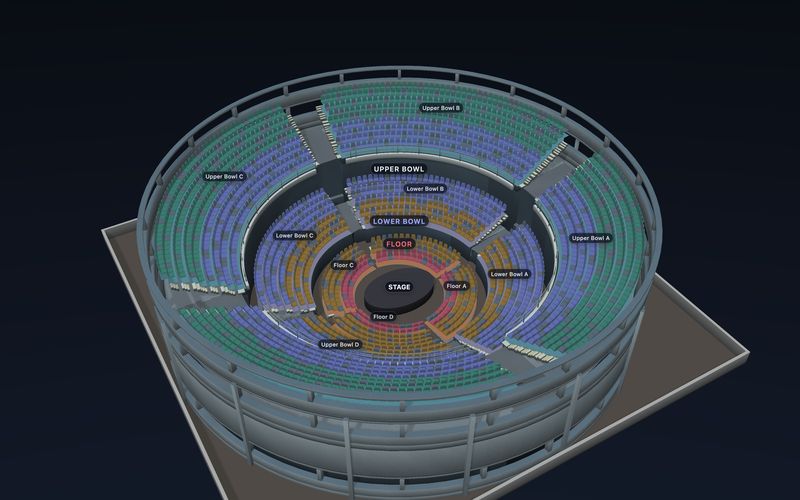Arena Bowl seating chart template in 3D