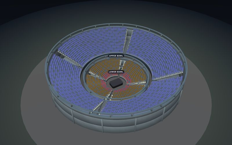 In-the-Round Arena seating chart template in 3D