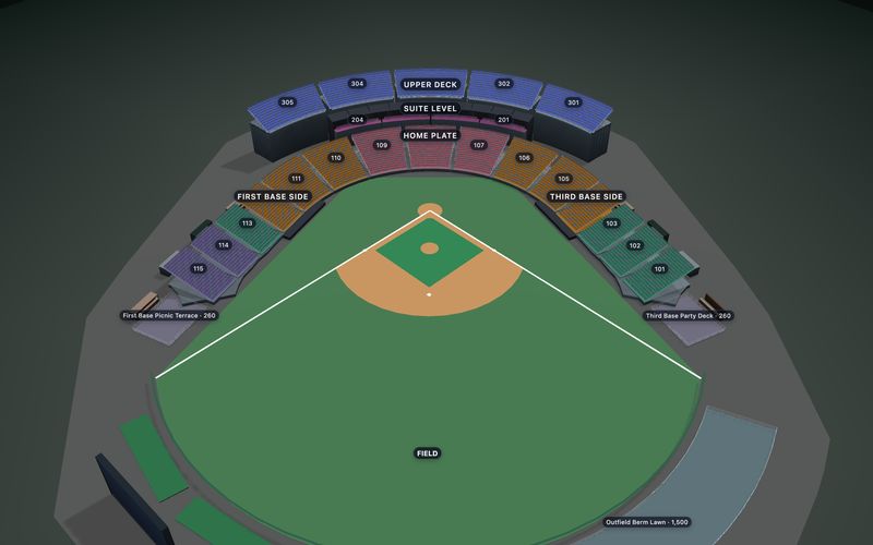 Baseball Ballpark seating chart template in 3D