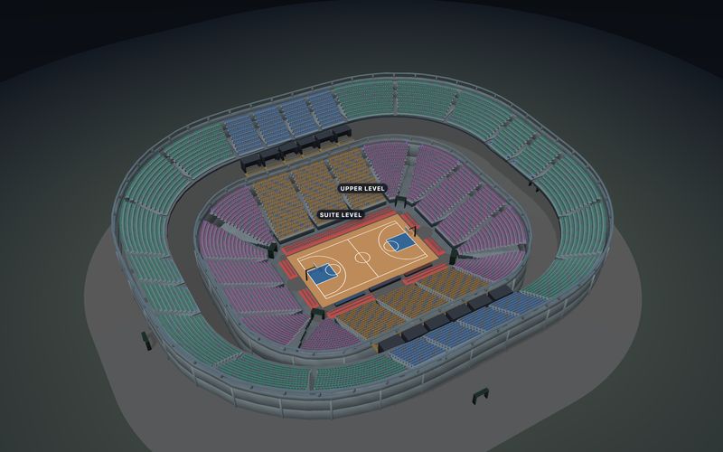 Basketball Arena seating chart template in 3D
