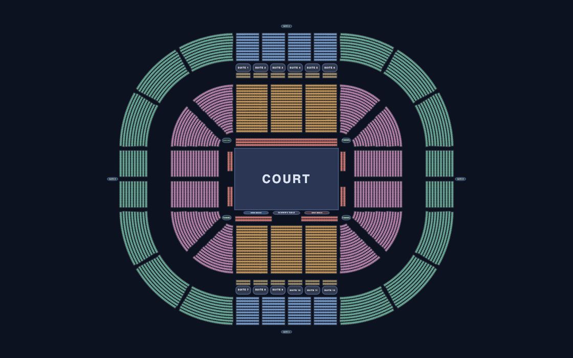 Basketball Arena seating chart template, 2D map