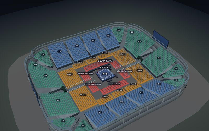 Boxing Arena seating chart template in 3D