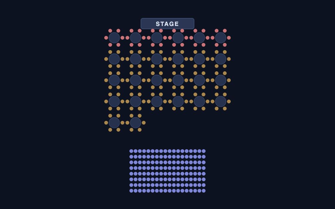 Cabaret seating chart template, 2D map