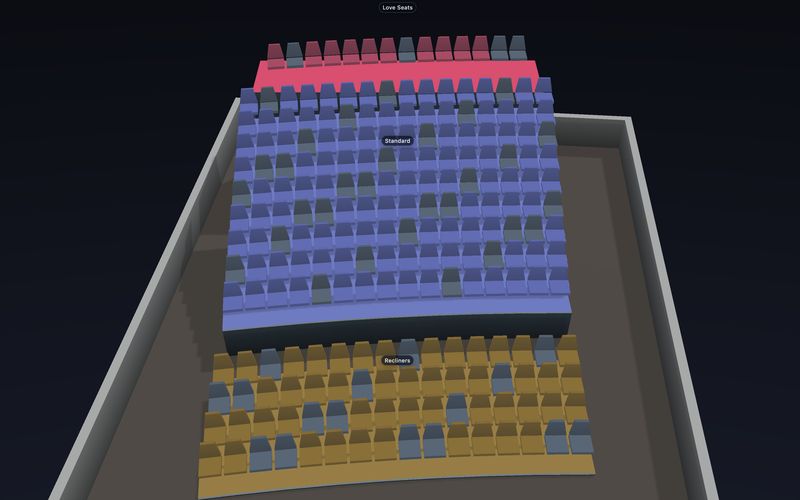 Cinema seating chart template in 3D