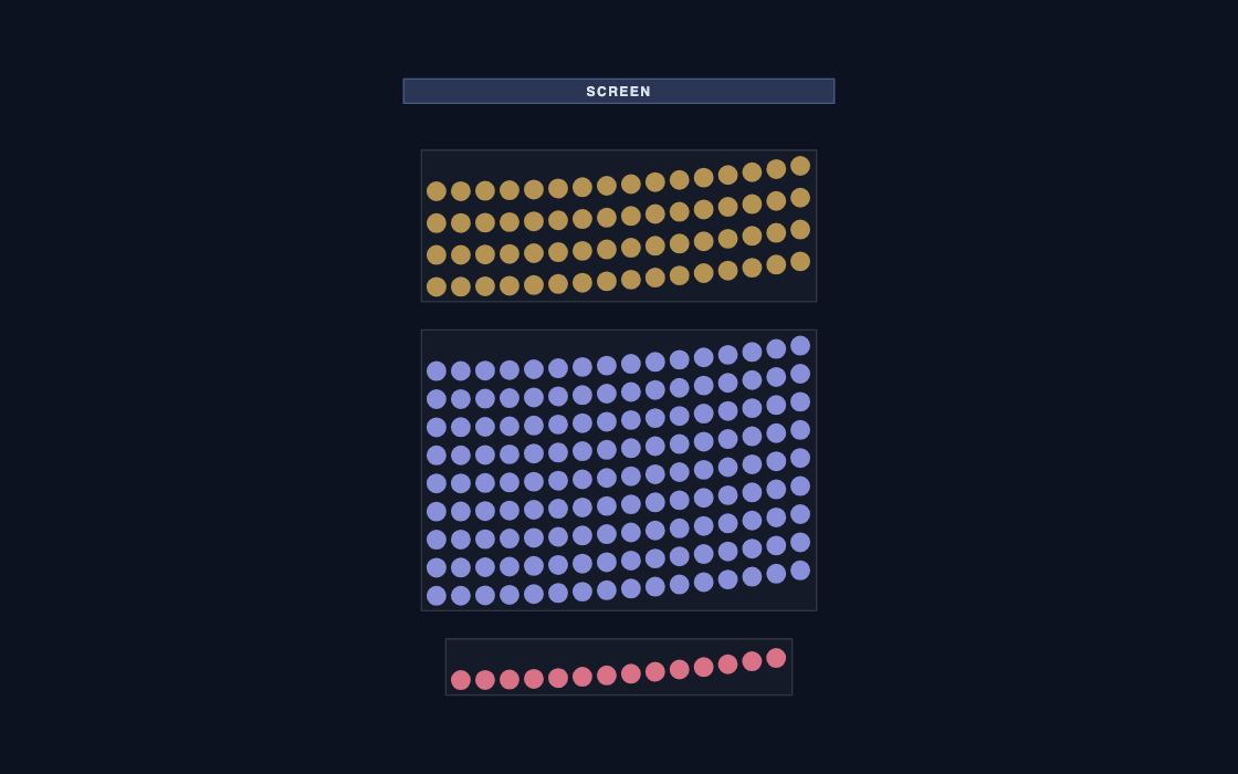 Cinema seating chart template, 2D map