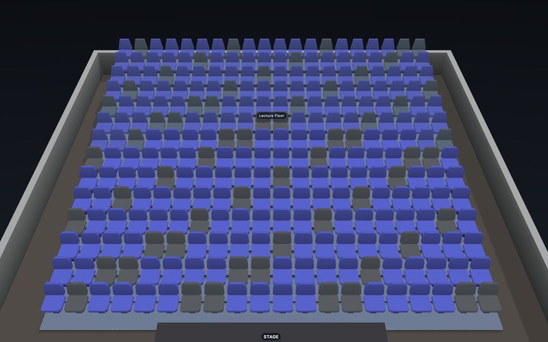 Classroom and Lecture seating chart template in 3D