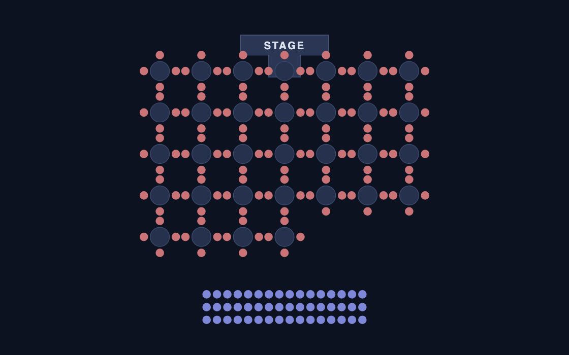 Comedy Club seating chart template, 2D map