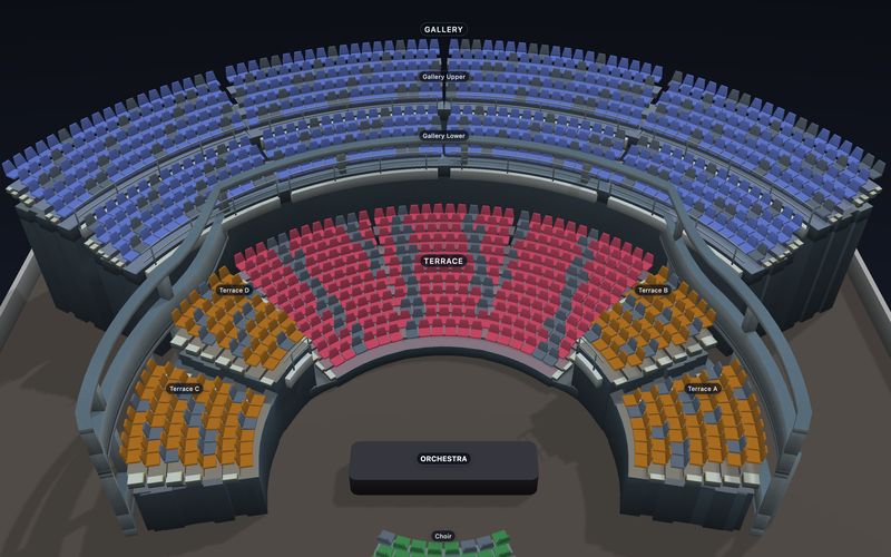 Concert Hall seating chart template in 3D