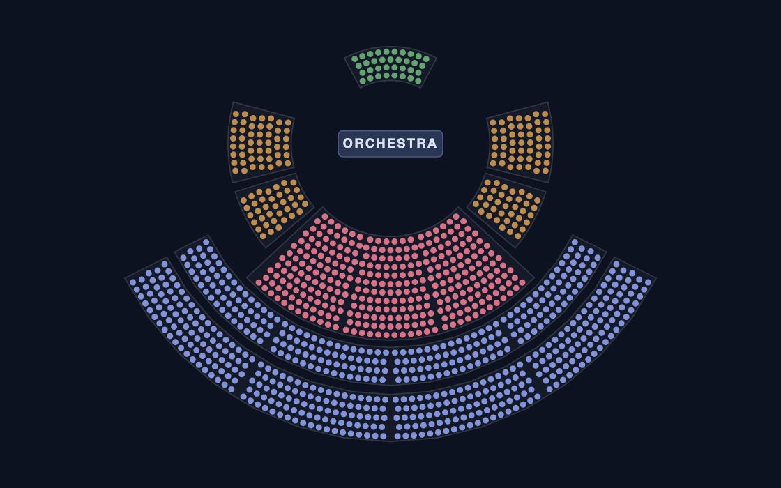 Concert Hall seating chart template, 2D map