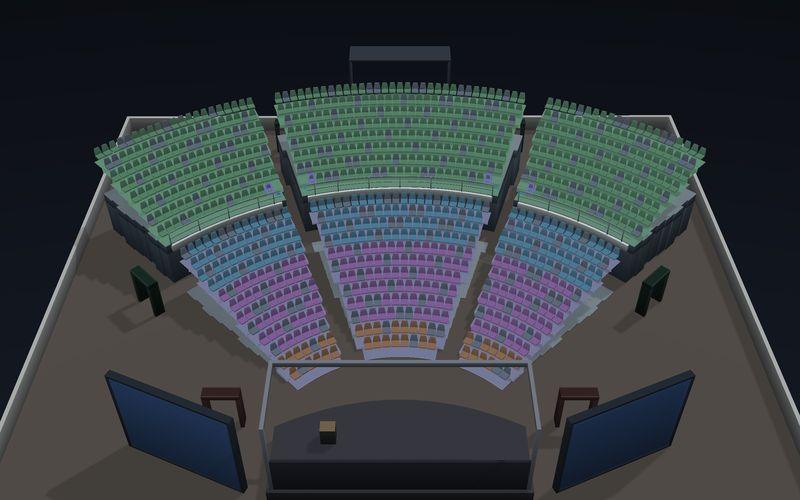 Conference Auditorium seating chart template in 3D