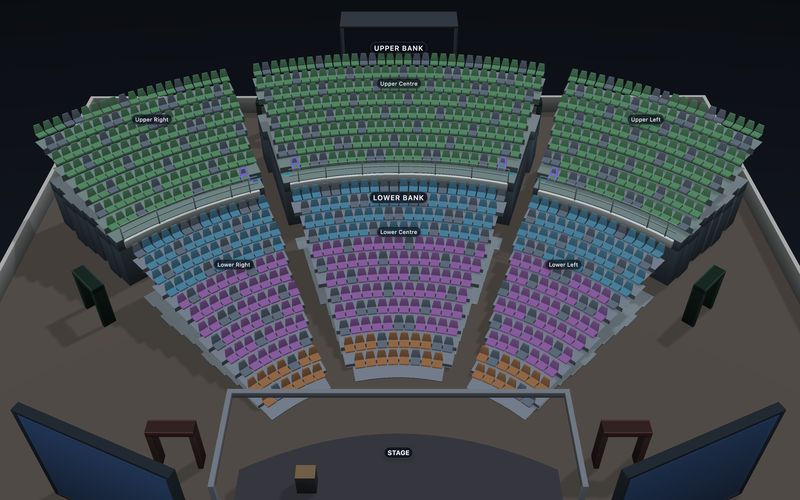 Conference Auditorium seating chart template in 3D
