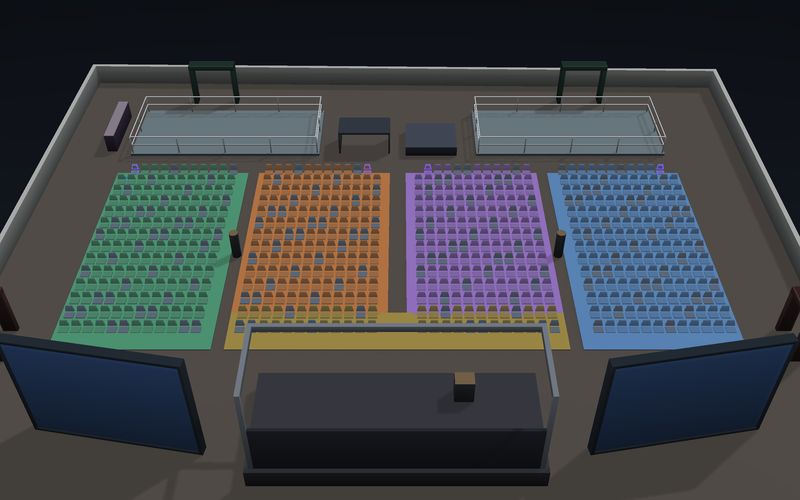 Corporate Town Hall seating chart template in 3D