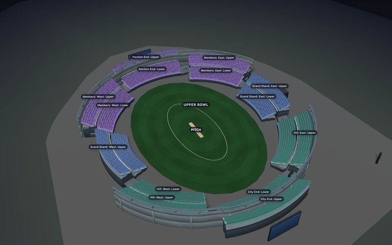 Cricket Oval seating chart template in 3D