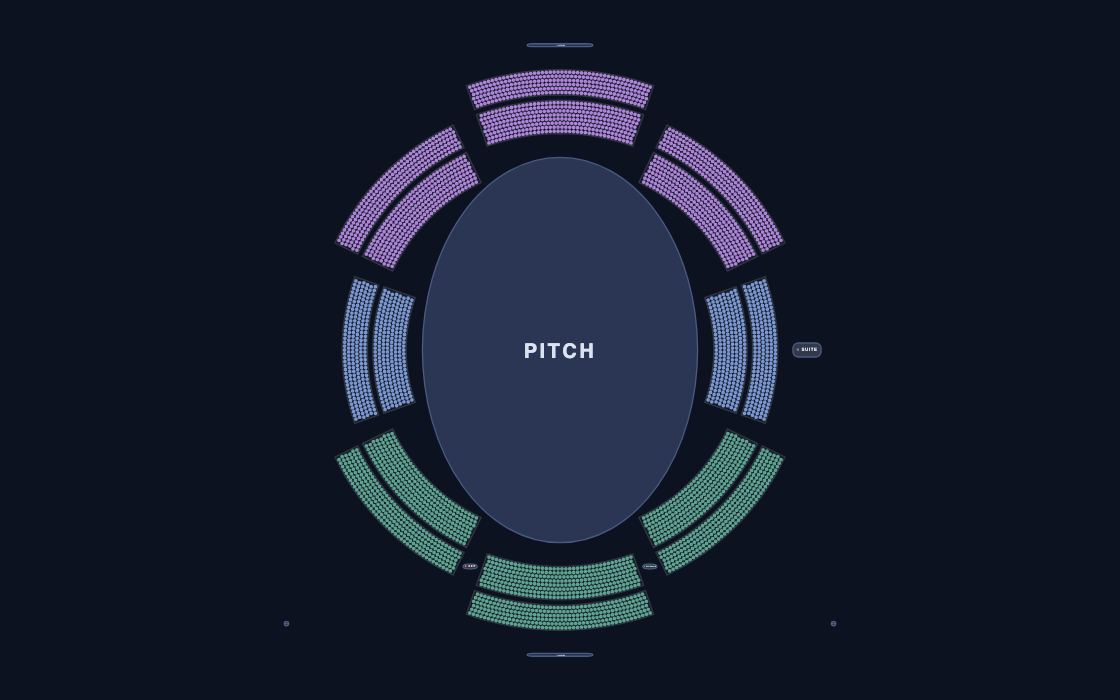 Cricket Oval seating chart template, 2D map