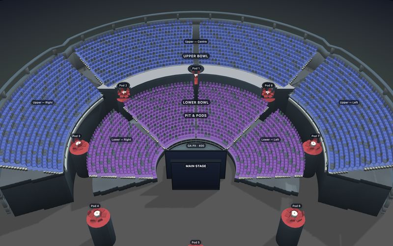 Esports Arena seating chart template in 3D