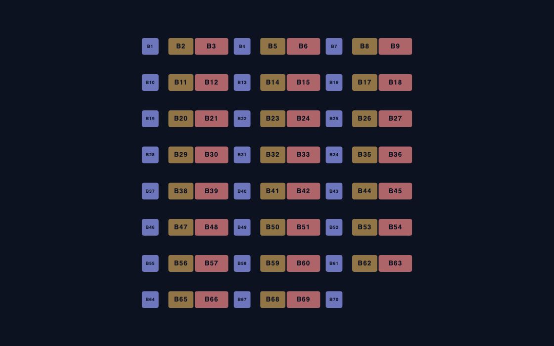 Expo Hall seating chart template, 2D map