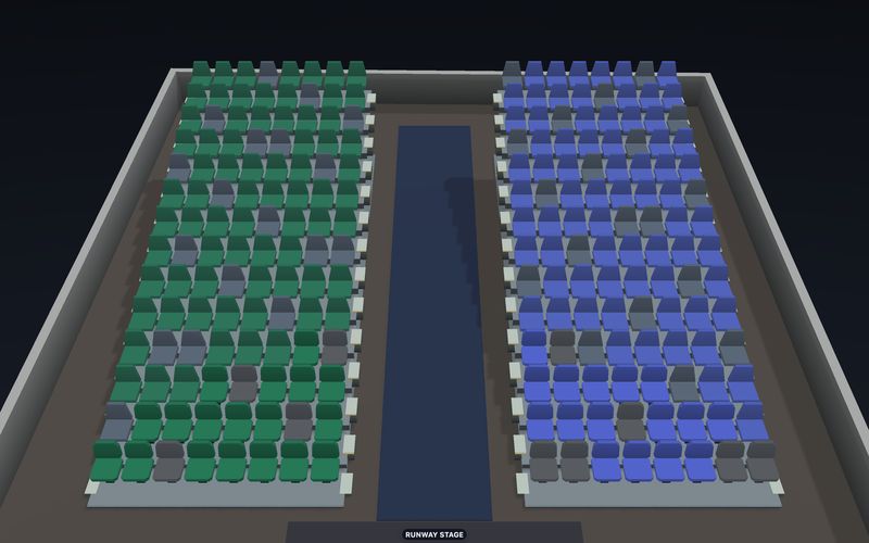 Fashion Runway seating chart template in 3D