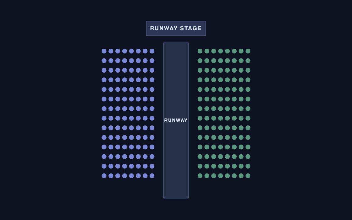 Fashion Runway seating chart template, 2D map