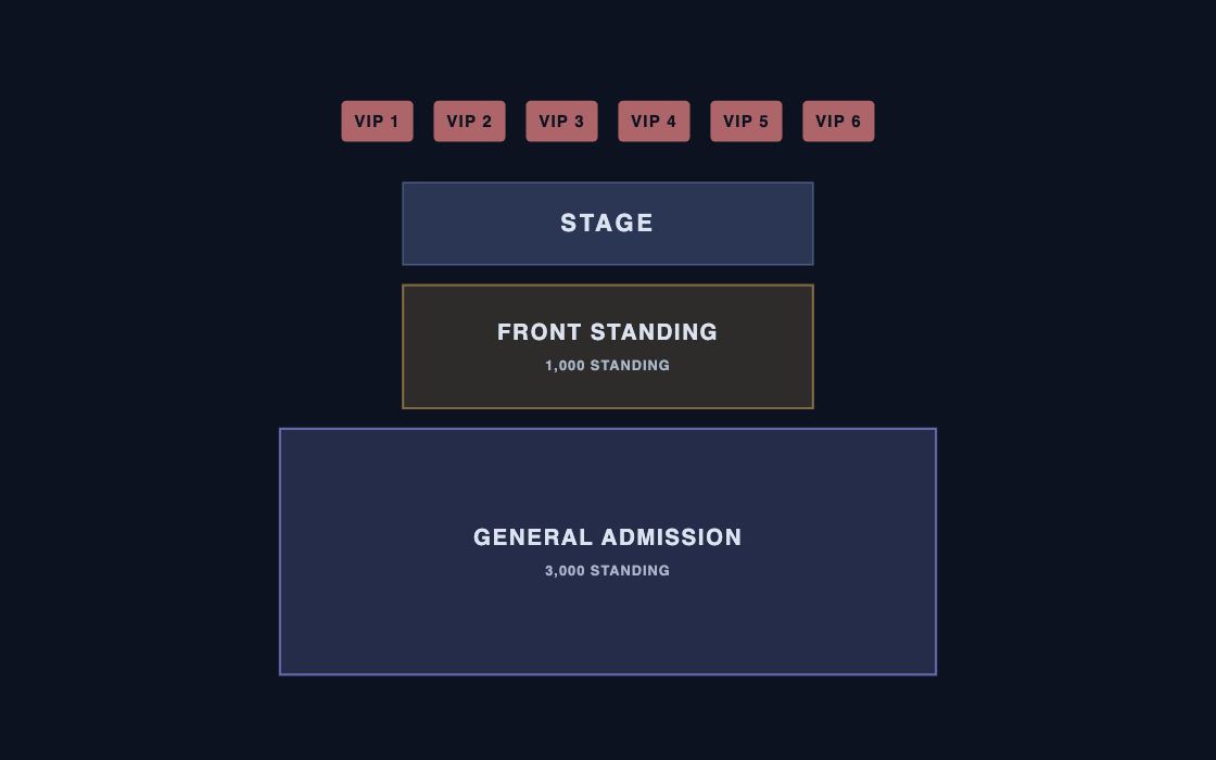 Festival Standing, medium seating chart template, 2D map