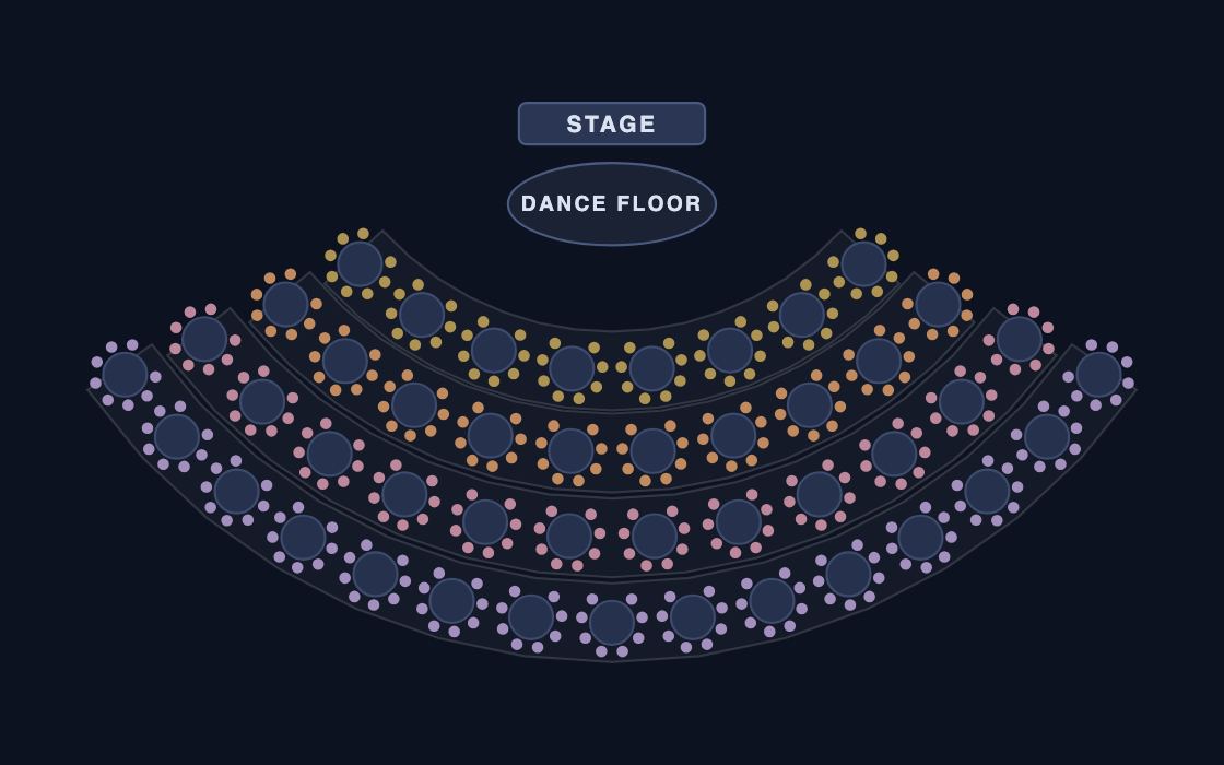 Gala Dinner seating chart template, 2D map