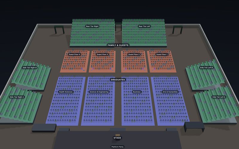 Graduation Ceremony seating chart template in 3D