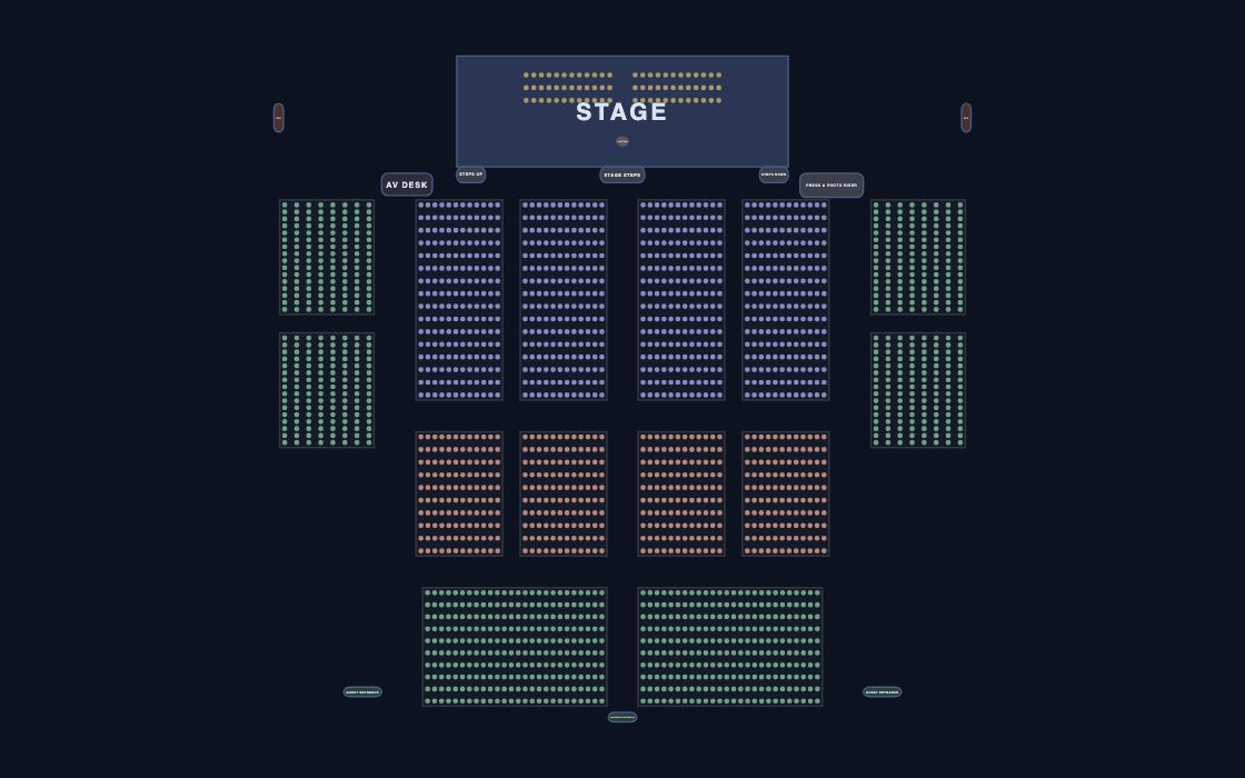 Graduation Ceremony seating chart template, 2D map