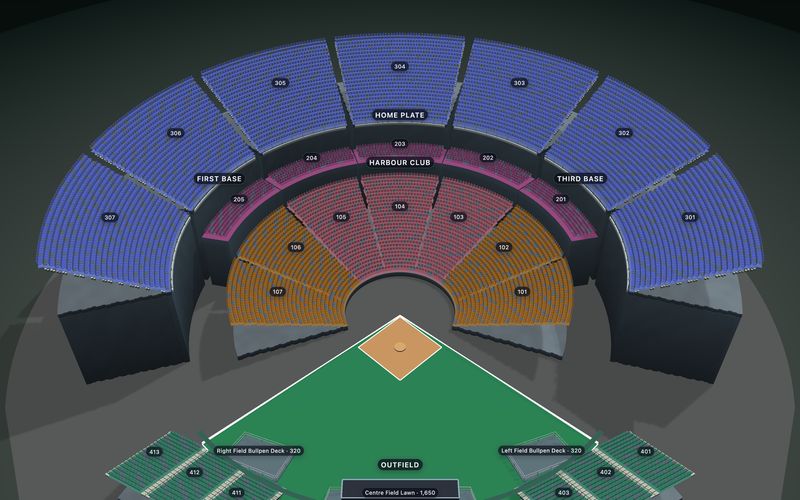 Harbour Ballpark seating chart template in 3D