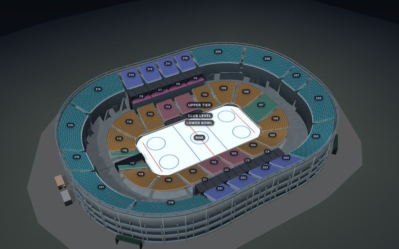 Hockey Arena seating chart template in 3D