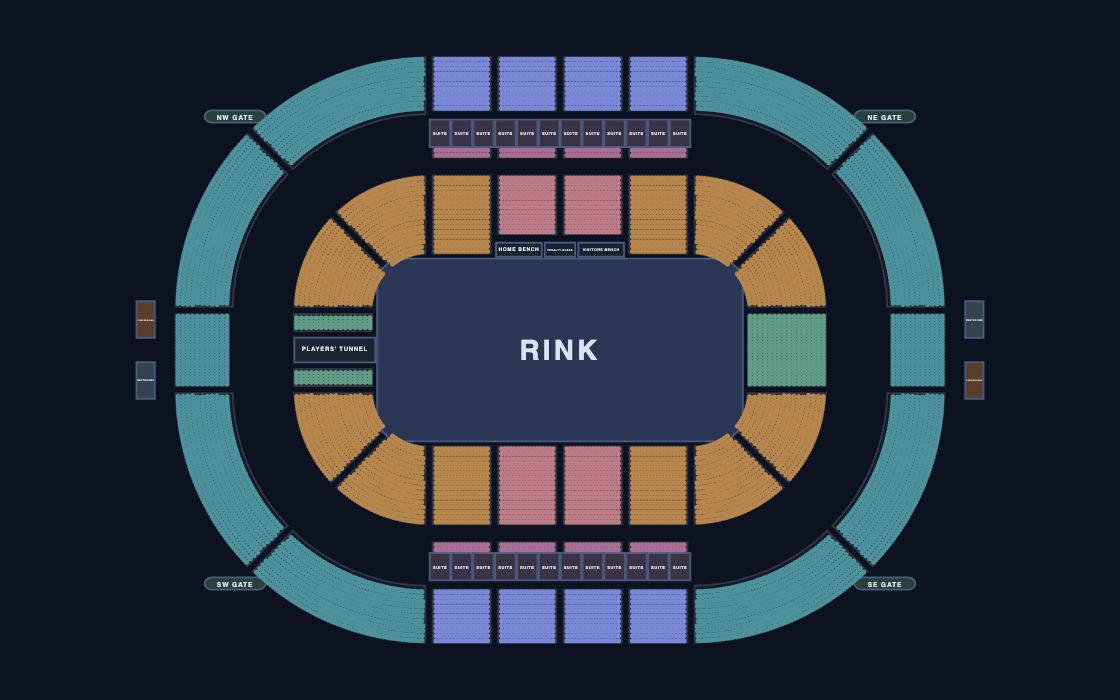 Hockey Arena seating chart template, 2D map