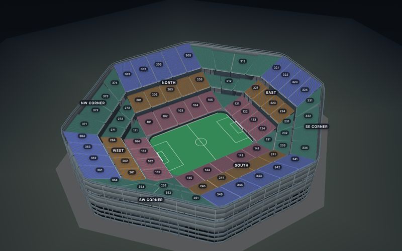 Mega Stadium seating chart template in 3D