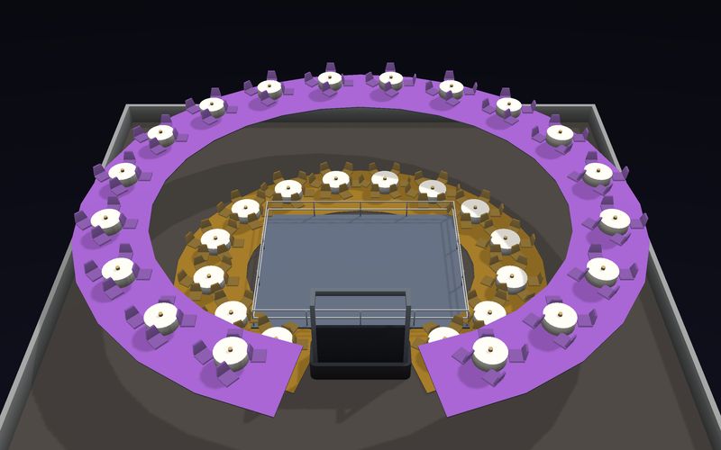 Nightclub seating chart template in 3D