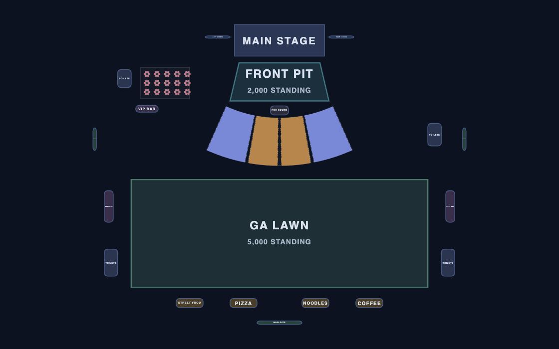 Festivals and standing seating chart templates