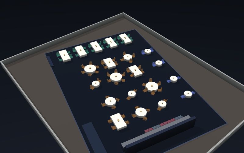 Restaurant Dining Room seating chart template in 3D