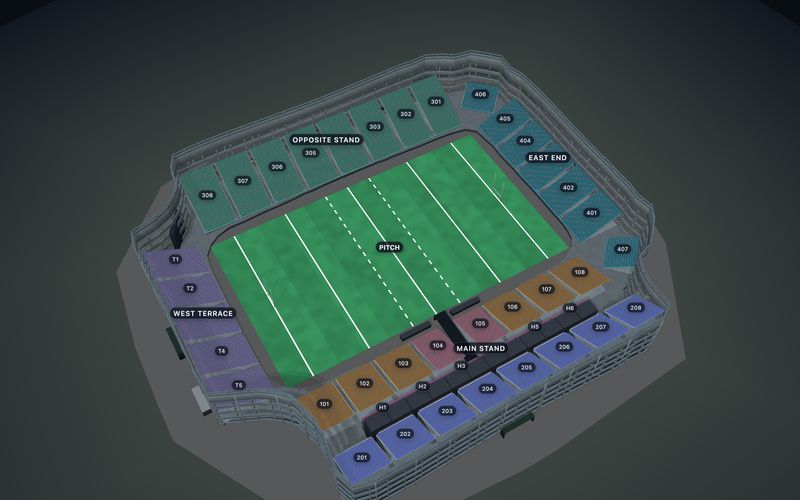 Rugby Stadium seating chart template in 3D