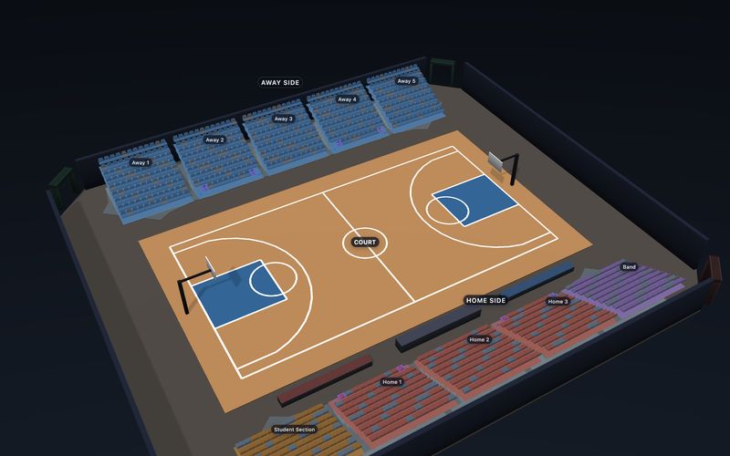 School Gym Bleachers seating chart template in 3D