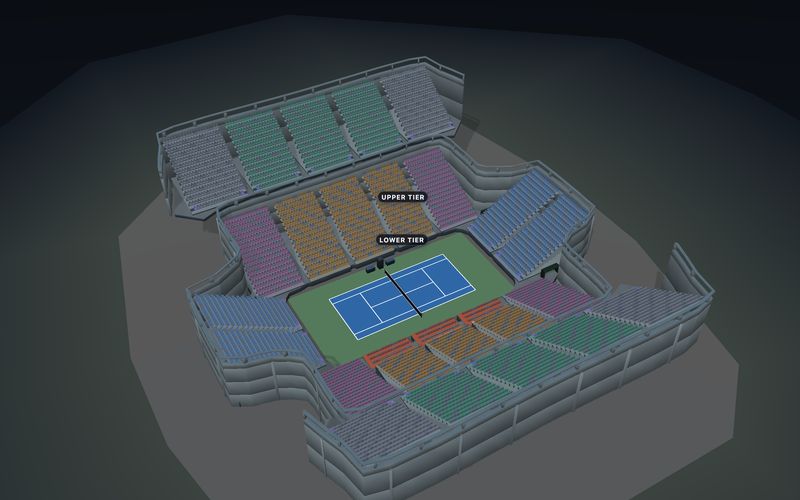 Tennis Centre seating chart template in 3D