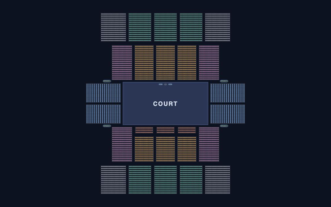 Tennis Centre seating chart template, 2D map