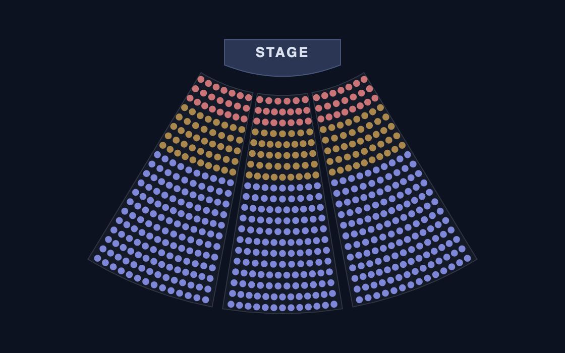 Fan Theatre, medium seating chart template, 2D map