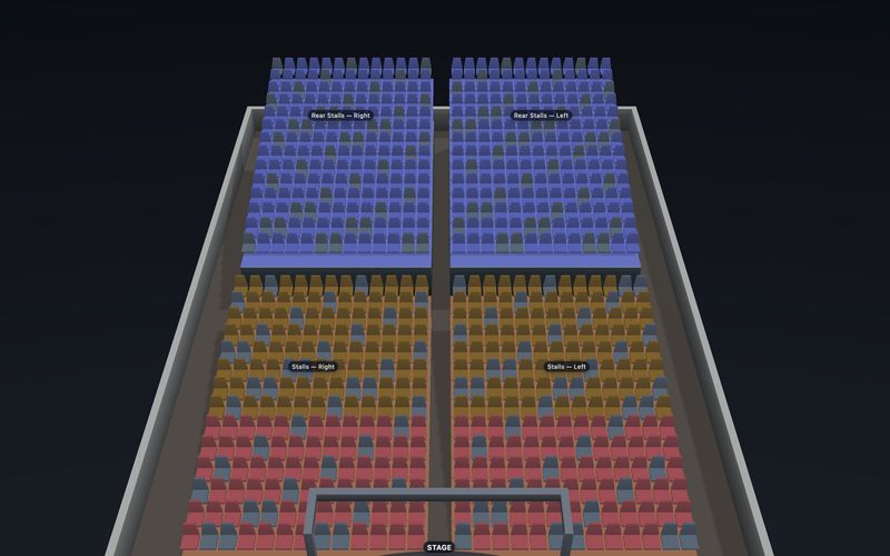 Straight-Row Theatre seating chart template in 3D