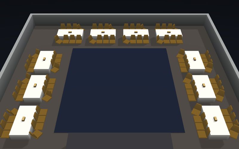 U-Shape Boardroom seating chart template in 3D