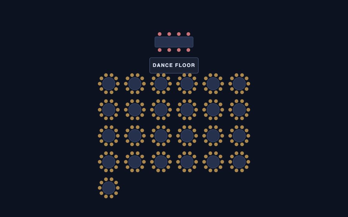 The same Wedding Reception template as a 2D seat map