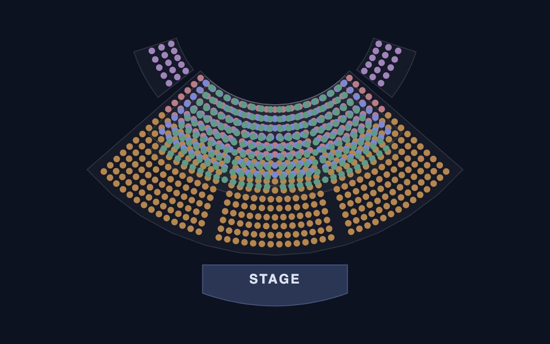 West End Theatre seating chart template, 2D map